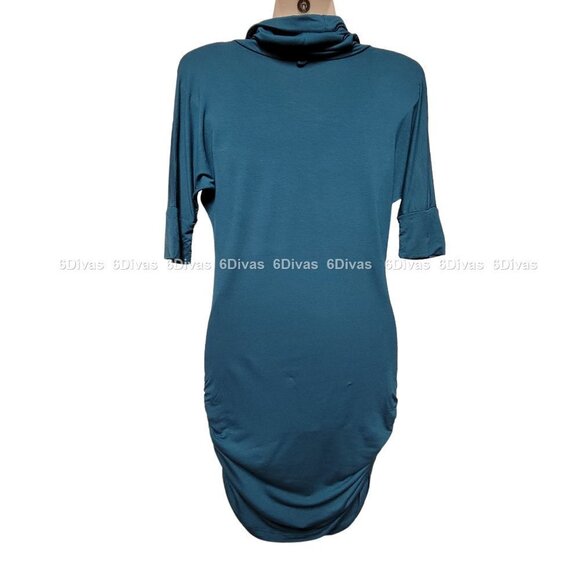 𝅺BLUE Tunic with Cowl Neck Stretchy Top- Size M - Picture 2 of 7